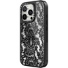 image:imageCASETiFY for iPhone 17 Case  Metallic Glaze MagSafe Compatible  ScratchResistant  Reflective  49 ft Drop Protection  Audio Cassette  Silver On BlackLace Pattern
