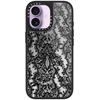 image:imageCASETiFY for iPhone 17 Case  Metallic Glaze MagSafe Compatible  ScratchResistant  Reflective  49 ft Drop Protection  Audio Cassette  Silver On BlackLace Pattern