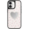 image:imageCASETiFY for iPhone 17 Case  Metallic Glaze MagSafe Compatible  ScratchResistant  Reflective  49 ft Drop Protection  Audio Cassette  Silver On BlackPearly Heart