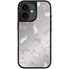 image:imageCASETiFY for iPhone 17 Case  Metallic Glaze MagSafe Compatible  ScratchResistant  Reflective  49 ft Drop Protection  Audio Cassette  Silver On BlackRabbit Ribbon