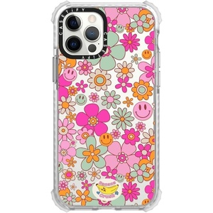 image:imageCASETiFY Ultra Impact Case for iPhone 12  iPhone 12 Pro  Retro Boho Hippie Flowers 60s  70s Floral Pattern on Clear Background  Clear Frost  Enhanced Corners  115 ft 5X Militray Grade Drop Protection  retro boho hippie flowers 60s  70s floral pa  Glossy FrostGroovy Pattern Clear
