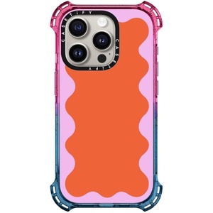 image:imageCASETiFY for iPhone 15 Pro Case  Bounce Compatible with MagSafe  Shockproof  213 ft 6x Military Grade Drop Protection  Bee in the Flowers by Papio Press  Cotton CandyPink Wavy Border on Orange