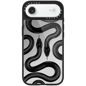 image:imageCASETiFY for iPhone 17 Case  Metallic Glaze MagSafe Compatible  ScratchResistant  Reflective  49 ft Drop Protection  Audio Cassette  Silver On BlackBlack Kingsnake