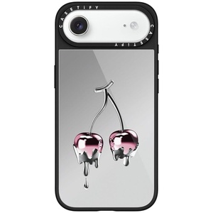 image:imageCASETiFY for iPhone 17 Case  Metallic Glaze MagSafe Compatible  ScratchResistant  Reflective  49 ft Drop Protection  Audio Cassette  Silver On BlackColored Melting Cherry