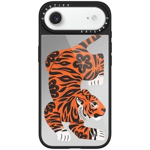 image:imageCASETiFY for iPhone 17 Case  Metallic Glaze MagSafe Compatible  ScratchResistant  Reflective  49 ft Drop Protection  Audio Cassette  Silver On BlackFierce Tiger