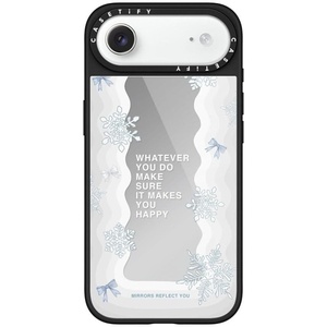 image:imageCASETiFY for iPhone 17 Case  Metallic Glaze MagSafe Compatible  ScratchResistant  Reflective  49 ft Drop Protection  Audio Cassette  Silver On BlackFirst Snow
