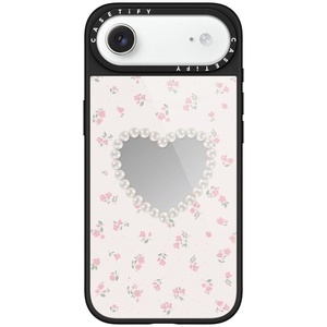 image:imageCASETiFY for iPhone 17 Case  Metallic Glaze MagSafe Compatible  ScratchResistant  Reflective  49 ft Drop Protection  Audio Cassette  Silver On BlackPearly Heart