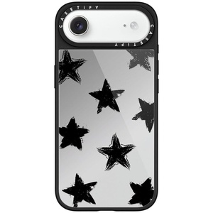 image:imageCASETiFY for iPhone 17 Case  Metallic Glaze MagSafe Compatible  ScratchResistant  Reflective  49 ft Drop Protection  Audio Cassette  Silver On BlackStar Marks