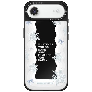 image:imageCASETiFY for iPhone 17 Pro Max Case  Mirror Compatible with MagSafe  Reflective  49 ft Drop Protection  Metallic Ribbon  Black On BlackFirst Snow