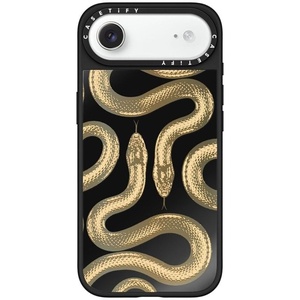 image:imageCASETiFY for iPhone 17 Pro Max Case  Mirror Compatible with MagSafe  Reflective  49 ft Drop Protection  Metallic Ribbon  Black On BlackGold Kingsnake