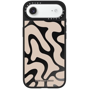 image:imageCASETiFY for iPhone 17 Pro Max Case  Mirror Compatible with MagSafe  Reflective  49 ft Drop Protection  Metallic Ribbon  Black On BlackTan Abstract Shapes