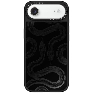 image:imageCASETiFY for iPhone 17 Pro Max Case  Mirror Compatible with MagSafe  Reflective  49 ft Drop Protection  Metallic Ribbon  Black On BlackTransparent Kingsnake