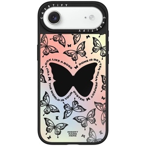 image:imageCASETiFY for iPhone 17 Pro Max Case  Mirror Compatible with MagSafe  Reflective  49 ft Drop Protection  Metallic Ribbon  Black On BlackYou Give Me Butterflies