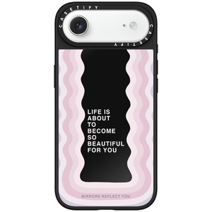 image:imageCASETiFY for iPhone 17 Pro Max Case  Mirror Compatible with MagSafe  Reflective  49 ft Drop Protection  Metallic Ribbon  Black On Blacklife is beautiful