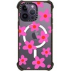 image:imageCASETiFY for iPhone 15 Pro Max Case  Ultra Impact Compatible with MagSafe  Strong Slim  115 ft 5X Militray Grade Drop Protection  Boo Things  Blackbold retro seventies flowers in pink