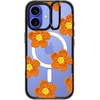 image:imageCASETiFY for iPhone 16 Pro Case  Impact Ring Stand MagSafe Compatible  Kickstand  66 ft 3x Military Grade Drop Protection  Eleanor by Ivory Paper Co  BlackCrochet Flowers  Orange