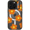 image:imageCASETiFY for iPhone 16 Pro Case  Impact Ring Stand MagSafe Compatible  Kickstand  66 ft 3x Military Grade Drop Protection  Eleanor by Ivory Paper Co  BlackCrochet Flowers  Orange