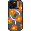 image:imageCASETiFY for iPhone 16 Pro Case  Impact Ring Stand MagSafe Compatible  Kickstand  66 ft 3x Military Grade Drop Protection  Eleanor by Ivory Paper Co  BlackCrochet Flowers  Orange