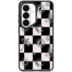 image:imageCASETiFY for Galaxy S25 Case  Impact  82 ft 4x Military Grade Drop Protection  Chrome Doodles  BlackWitchy Checkered Print