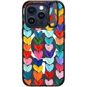 image:imageCASETiFY for iPhone 15 Pro Max Case  Impact Ring Stand MagSafe Compatible  Kickstand  66 ft 3x Military Grade Drop Protection  Beary Sweet  BlackClear Polka Daub Hearts