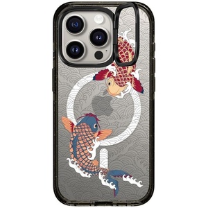 image:imageCASETiFY for iPhone 15 Pro Max Case  Impact Ring Stand MagSafe Compatible  Kickstand  66 ft 3x Military Grade Drop Protection  Beary Sweet  BlackKoi Fish Japanese Tattoo