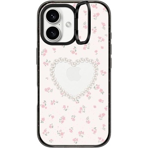 image:imageCASETiFY for iPhone 16 Pro Case  Impact Ring Stand MagSafe Compatible  Kickstand  66 ft 3x Military Grade Drop Protection  Eleanor by Ivory Paper Co  BlackPearly Heart