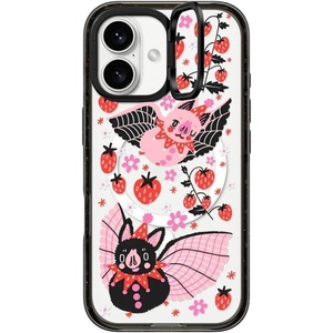 image:imageCASETiFY for iPhone 16 Pro Case  Impact Ring Stand MagSafe Compatible  Kickstand  66 ft 3x Military Grade Drop Protection  Eleanor by Ivory Paper Co  BlackStrawberry Bats