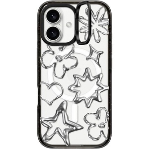 image:imageCASETiFY for iPhone 16 Pro Case  Impact Ring Stand MagSafe Compatible  Kickstand  66 ft 3x Military Grade Drop Protection  Eleanor by Ivory Paper Co  BlackChrome Doodles