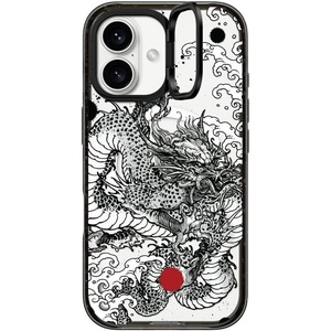 image:imageCASETiFY for iPhone 16 Pro Case  Impact Ring Stand MagSafe Compatible  Kickstand  66 ft 3x Military Grade Drop Protection  Eleanor by Ivory Paper Co  BlackPower Dragon