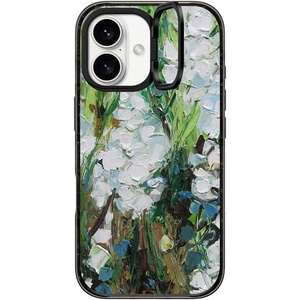 image:imageCASETiFY for iPhone 16 Pro Case  Impact Ring Stand MagSafe Compatible  Kickstand  66 ft 3x Military Grade Drop Protection  Eleanor by Ivory Paper Co  BlackWild Squill Flowers