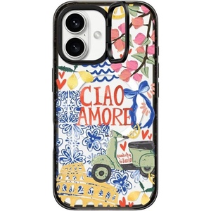 image:imageCASETiFY for iPhone 16 Pro Case  Impact Ring Stand MagSafe Compatible  Kickstand  66 ft 3x Military Grade Drop Protection  Eleanor by Ivory Paper Co  BlackCiao Amore