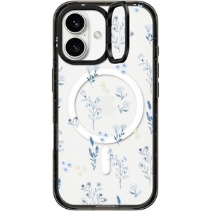 image:imageCASETiFY for iPhone 16 Pro Case  Impact Ring Stand MagSafe Compatible  Kickstand  66 ft 3x Military Grade Drop Protection  Eleanor by Ivory Paper Co  BlackSmall Blue Flowers