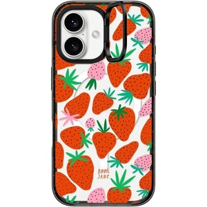 image:imageCASETiFY for iPhone 16 Pro Case  Impact Ring Stand MagSafe Compatible  Kickstand  66 ft 3x Military Grade Drop Protection  Eleanor by Ivory Paper Co  BlackSTRAWBERRIES