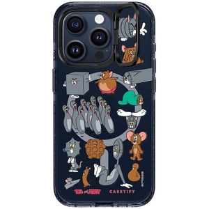 image:imageCASETiFY for iPhone 16 Pro Max Case  Impact Ring Stand MagSafe Compatible  Tom and Jerry CoLab  Kickstand  66 ft 3x Military Grade Drop Protection  Family Sticker Case  BlackPattern Sticker Blue