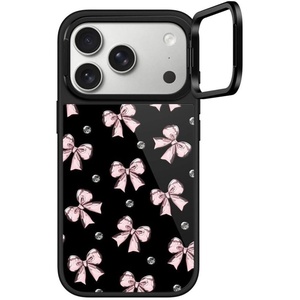 image:imageCASETiFY for iPhone 17 Pro Case  Glaze Ring Stand MagSafe Compatible  Kickstand  49 ft 1X Military Grade Drop Protection  Pastel Gradient  BlackMetallic Pink Ribbon